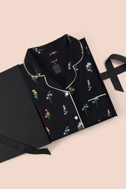 Women's Short Sleeve Pajama Set in Midnight Wildflower