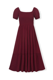 Women’s Smocked Dress in Burgundy