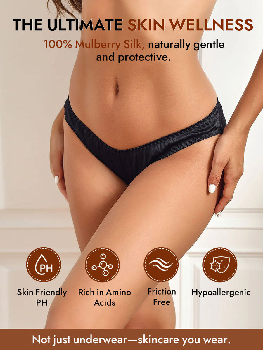 100% Mulberry Silk Briefs Comfy Breathable Panty