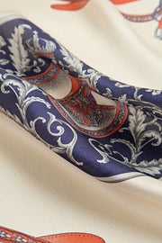 100% Mulberry Silk Floral  Square Scarf - Size 53x53cm