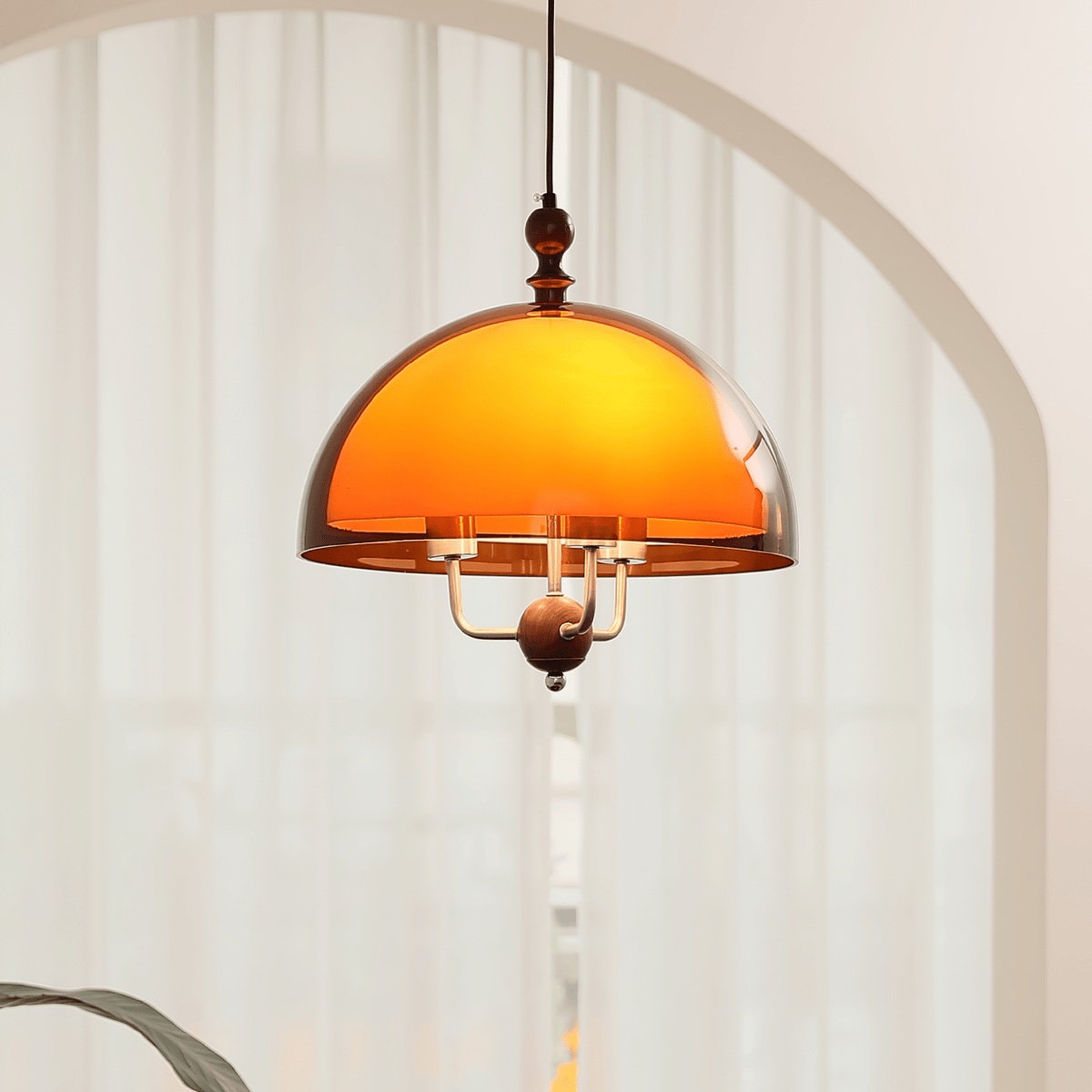 Amber Dome Shaped Pendant Light