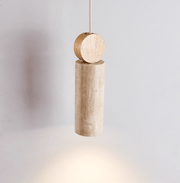 Travertine Cylinder Disc Pendant Light