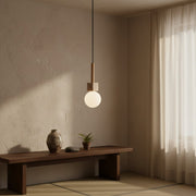 Travertine Cube Globe Pendant Light