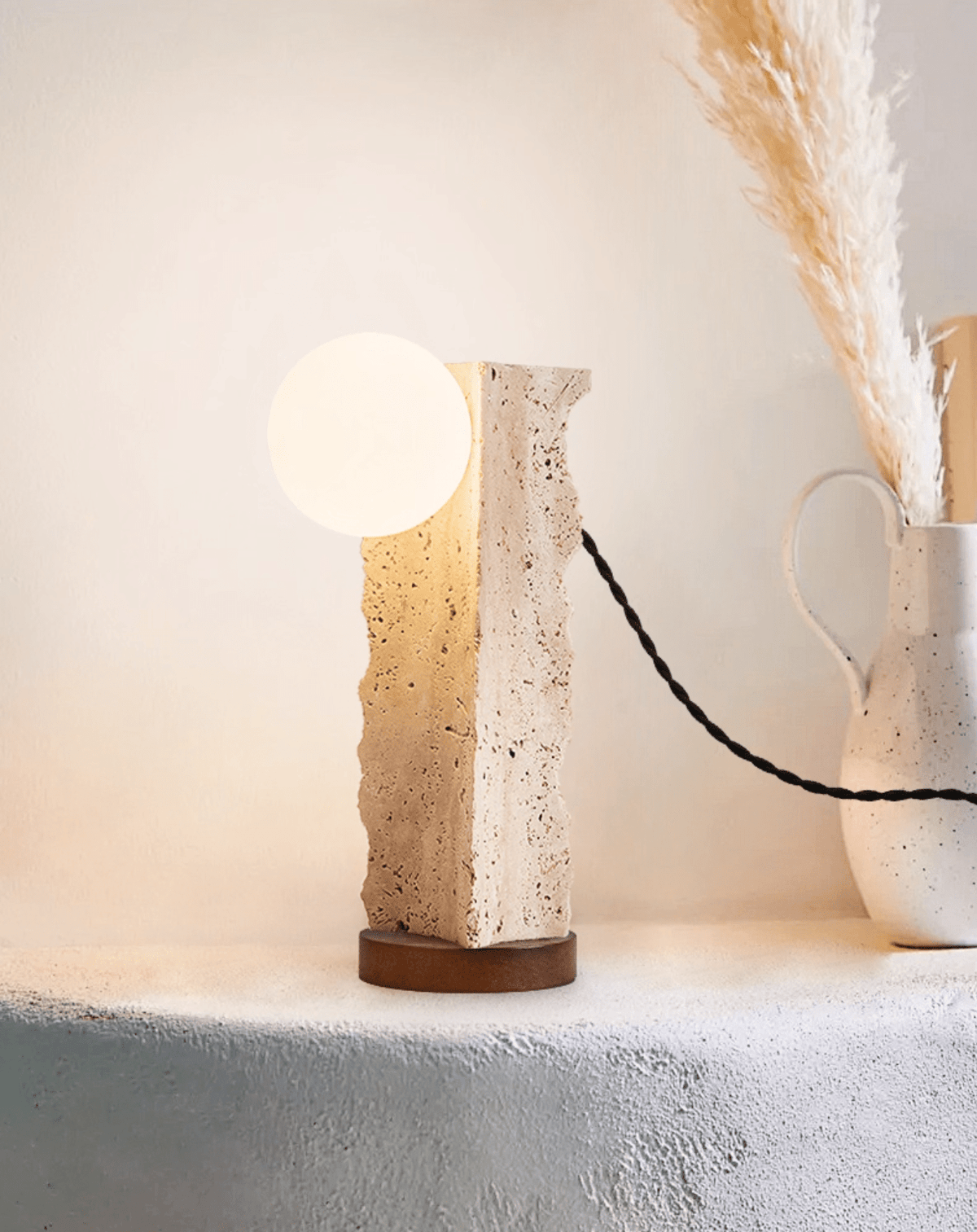 Terra Travertine Orb Table Lamp