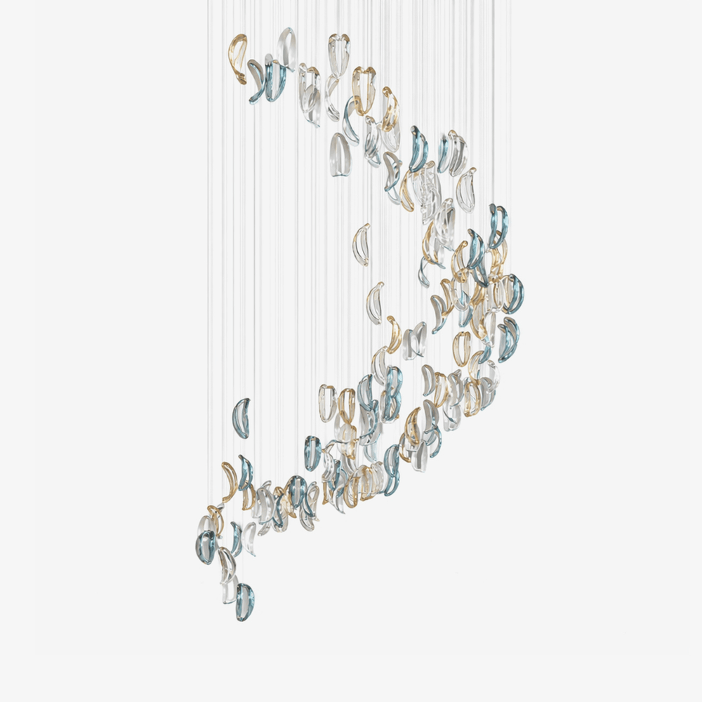 Aqua Ripple Glass Art Customize Chandelier