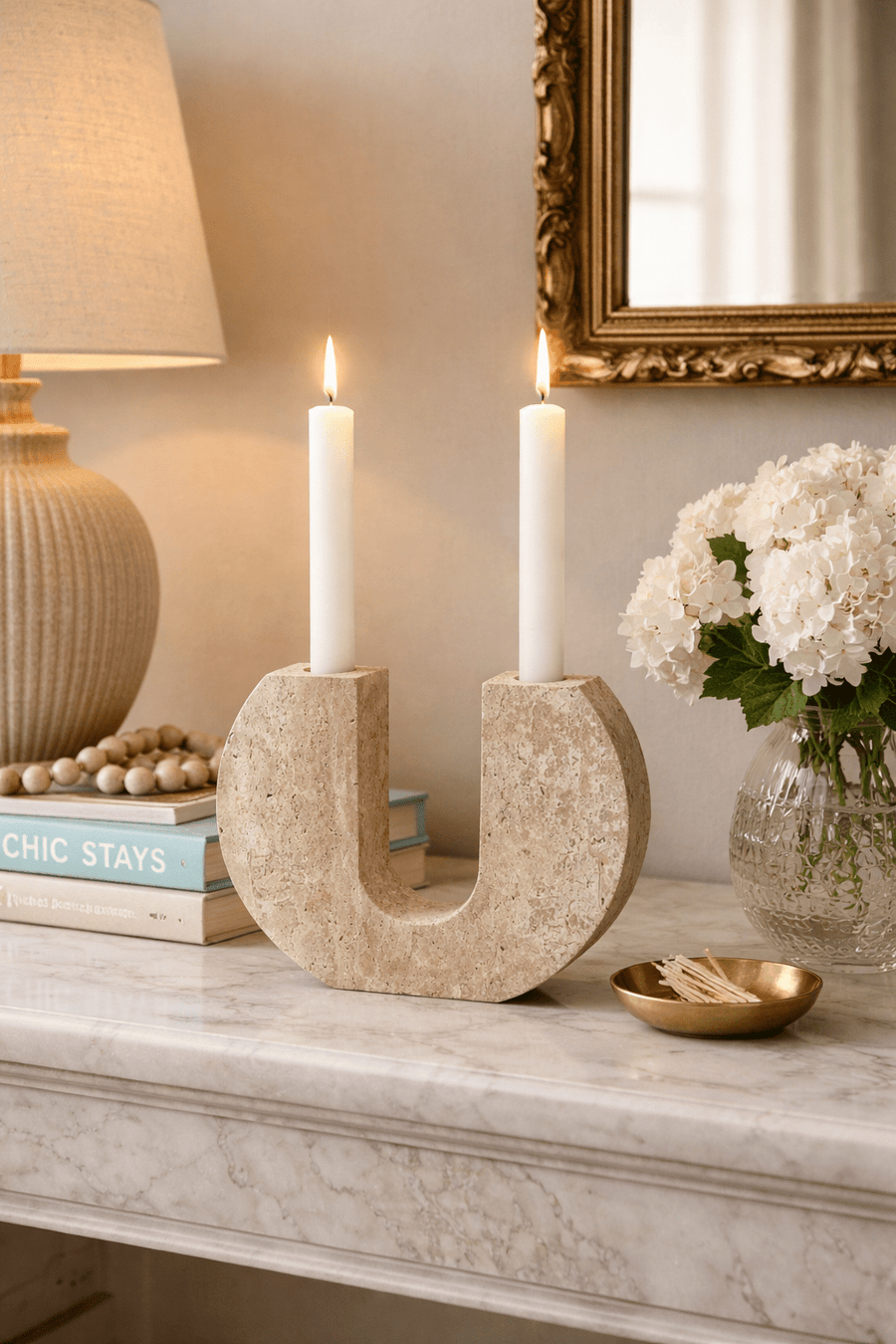 Rowan Yellow Travertine Candle Holder
