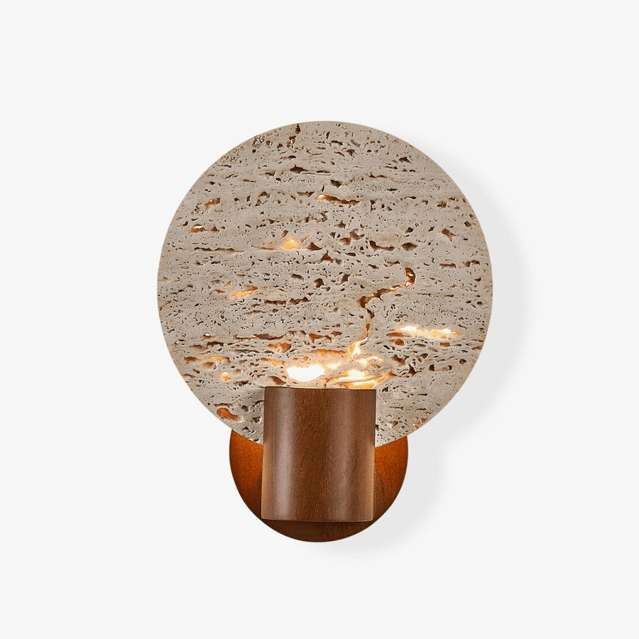 Solis Travertine Round Wall Light
