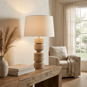 Geometric Travertine Table Lamp