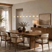 Amber Glass Orb Loop Chandelier