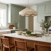 Sage Pleated Linen Pendant Lamp