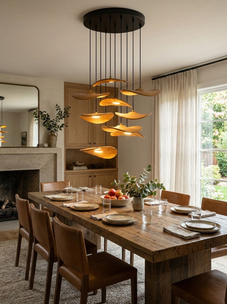 Gyre Wood Blade Chandelier