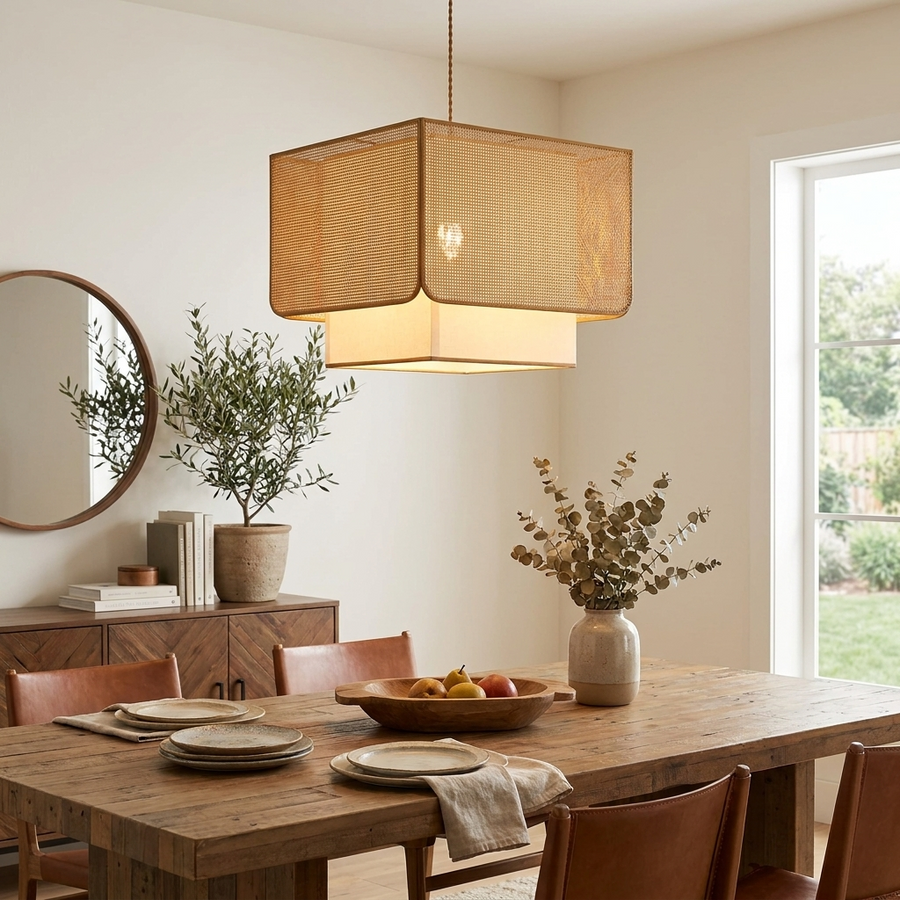 Trellis Woven Rattan Pendant Lamp