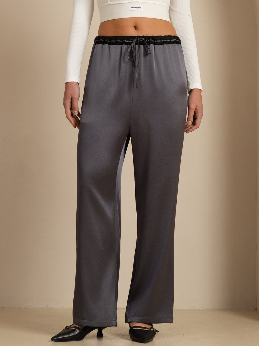 19Momme Silk Women’s  Drawstring Casual Pants With Deep Side Pockets