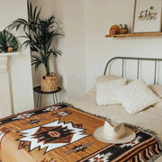 Sleepwyn Brown Reversible Woven Throw Blanket with Tassels