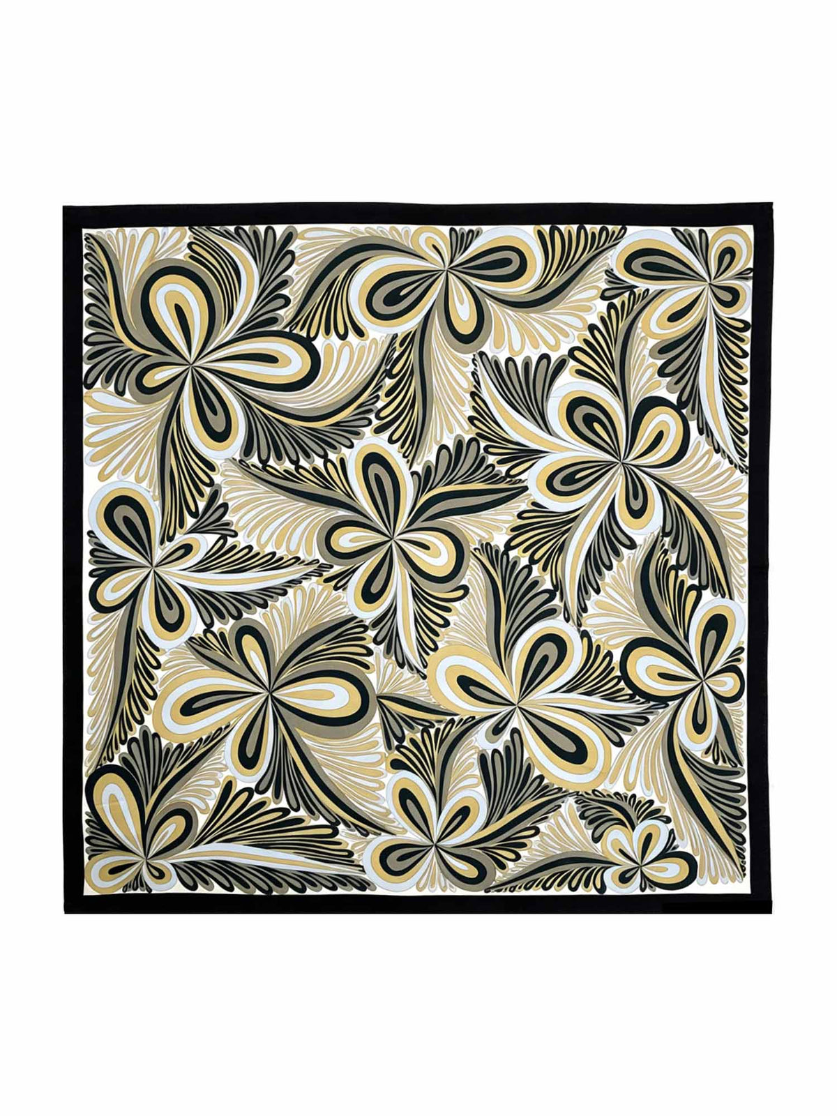 100% Mulberry Silk Abstract Floral Pattern  Square Scarf - Size 90x90cm