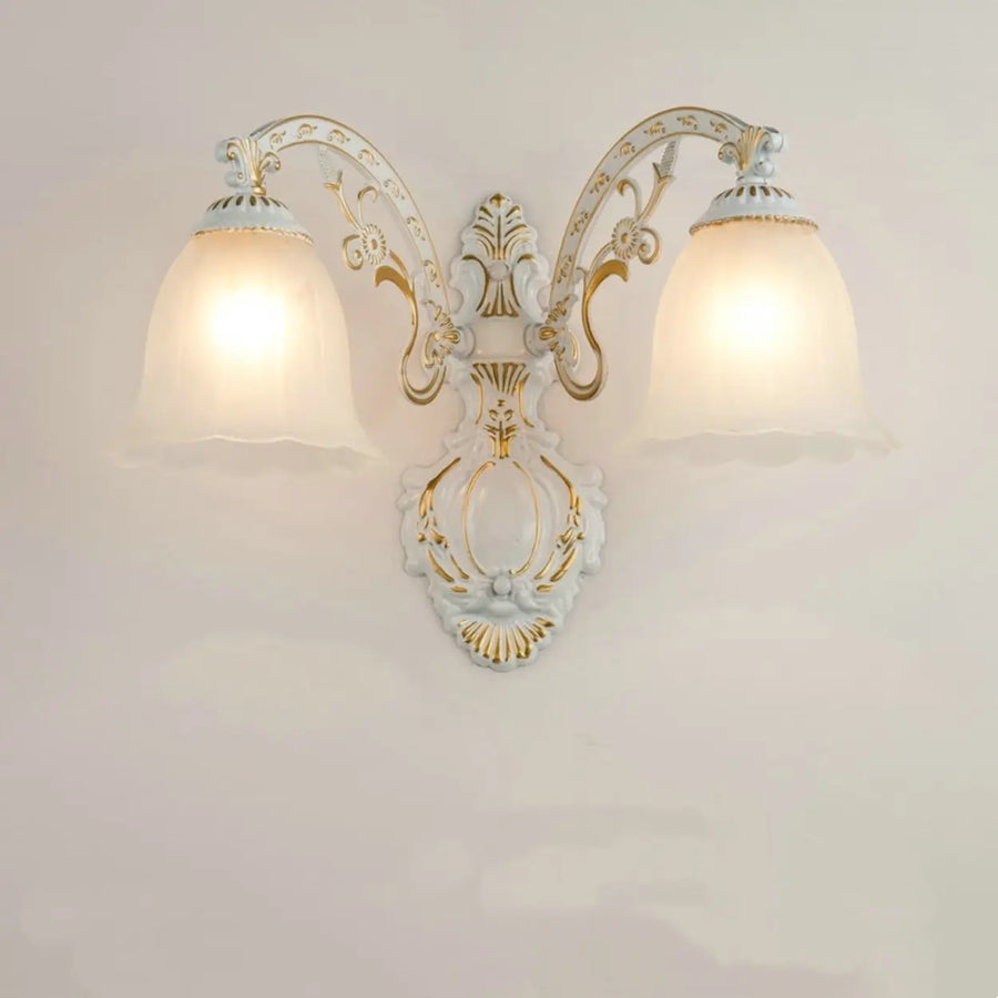 2-Light European White Bell-Shaped LED Vanity Light