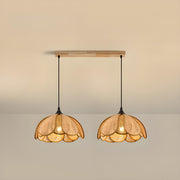 2-Light Rustic Petal Wood LED Island Light Fixture
