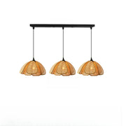 2-Light Rustic Petal Wood LED Island Light Fixture