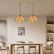2-Light Rustic Petal Wood LED Island Light Fixture