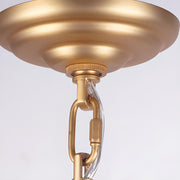 2 Tiers Adjustable Height Gold Drum Crystal Chandelier