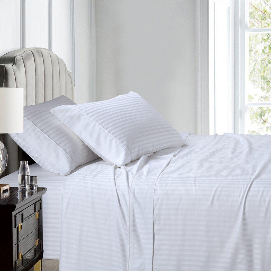 Split Queen Sheet Set Stripe 608 Thread Count
