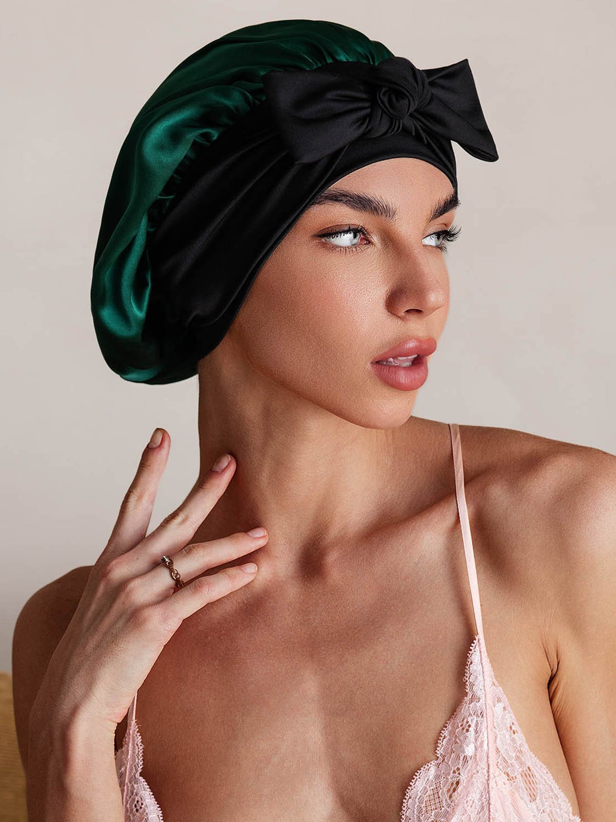 100% Mulberry Silk Bonnet Bowknot Tie Sleep Cap for Hair Protection