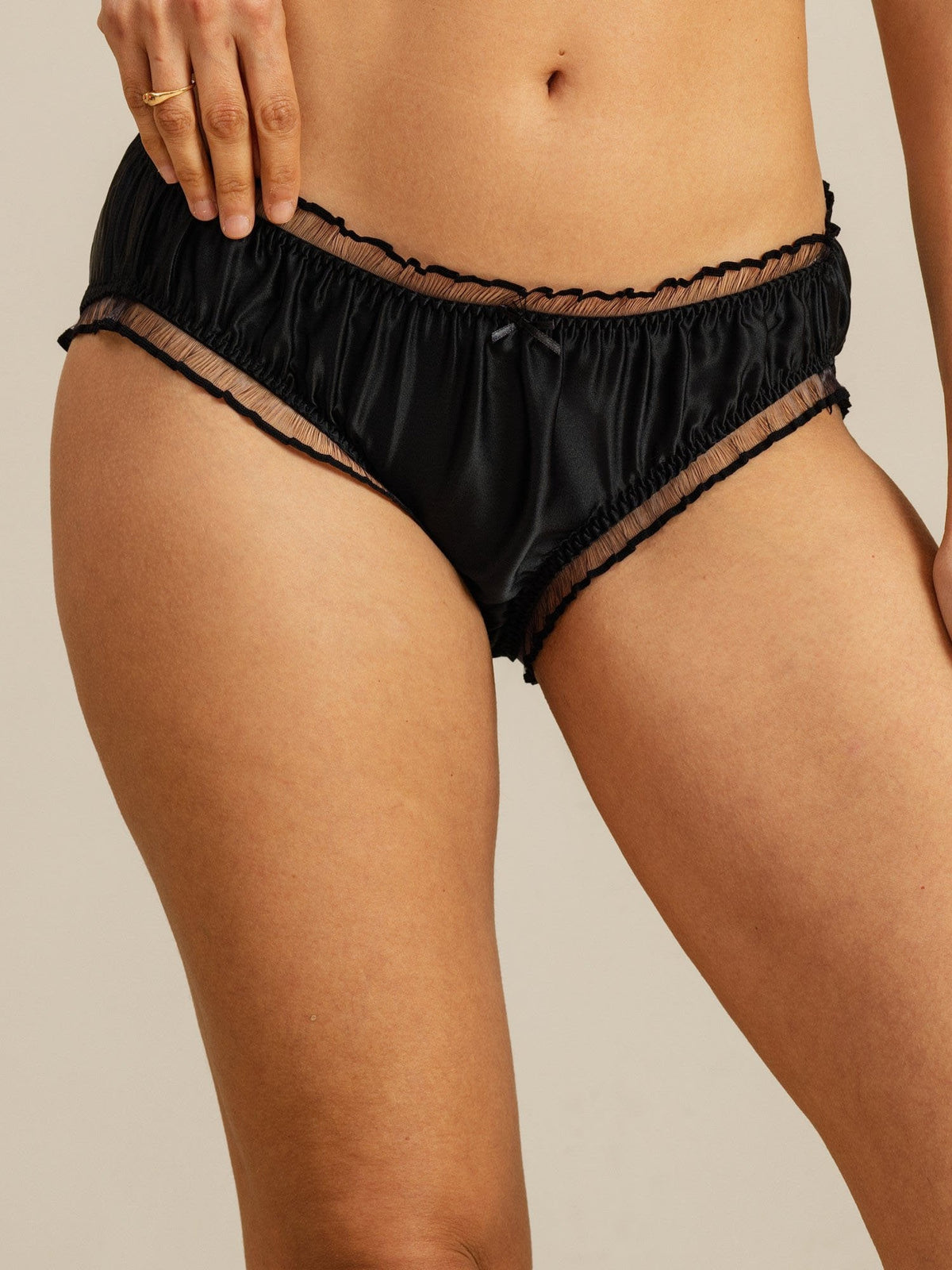 100% Mulberry Silk Comfort Ruffle Sheer Trim Panty