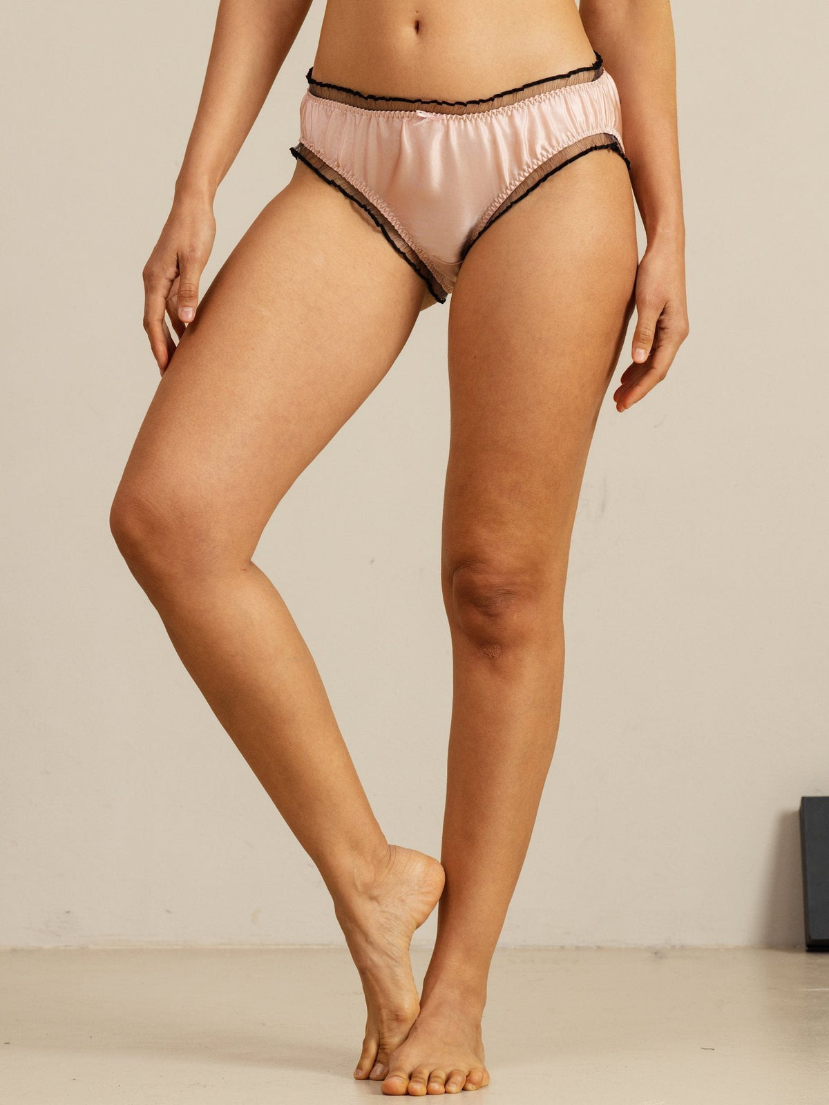 100% Mulberry Silk Comfort Ruffle Sheer Trim Panty