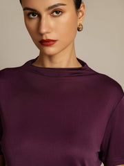 100% Mulberry Silk Short Sleeve Mock Women's T-Shirt