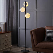 3-Light Globe Gold Stand and Marble Base Floor Lamp