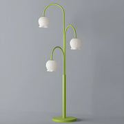 3-Light Green Floral Glass Contemporary Floor Lamp
