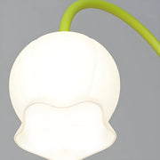 3-Light Green Floral Glass Contemporary Floor Lamp