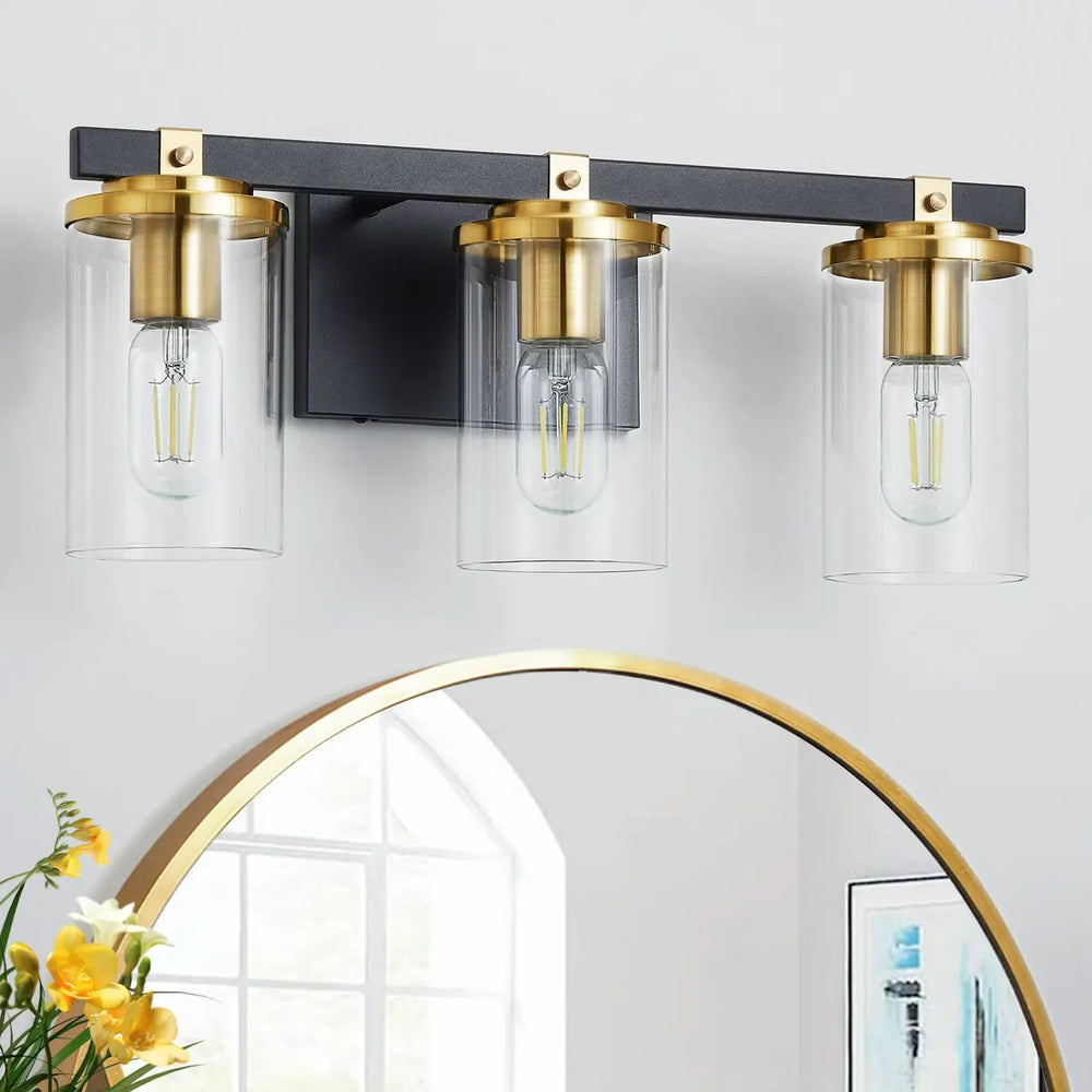 3-Light Modern Cylinder Glass Vanity Light Fixture