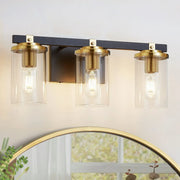 3-Light Modern Cylinder Glass Vanity Light Fixture