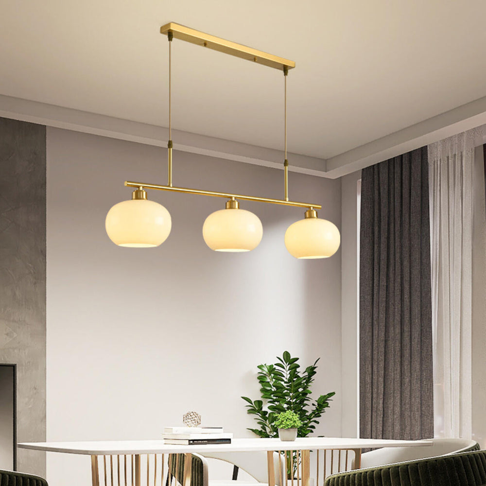 3-Light Modern Round Gold Frame Island Pendant Light