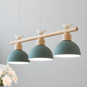 3-Light Yellow Dome and Bird Island Pendant Light