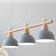 3-Light Yellow Dome and Bird Island Pendant Light