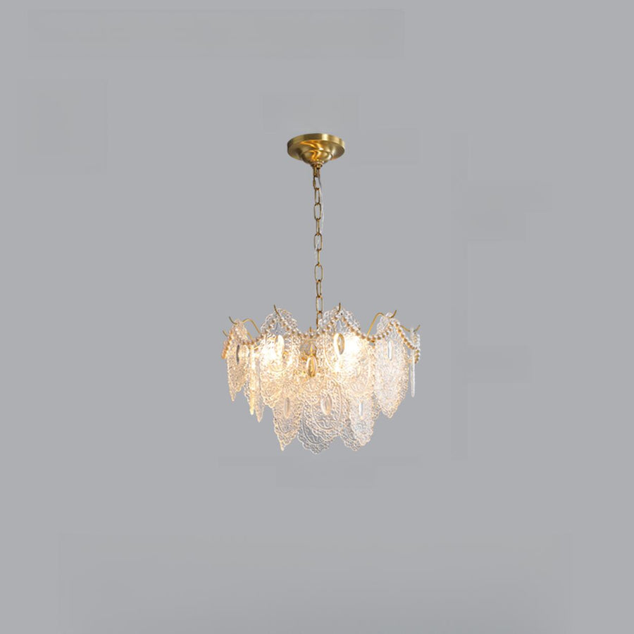 3 Tiers Clear Glass Pendant Chandelier Adjustable Height