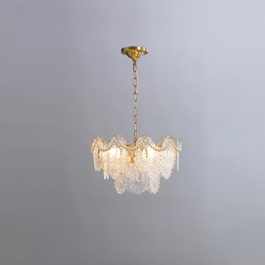 3 Tiers Clear Glass Pendant Chandelier Adjustable Height