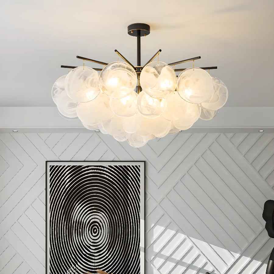 3 Tiers Round Clear Glass Shades Pendant Light