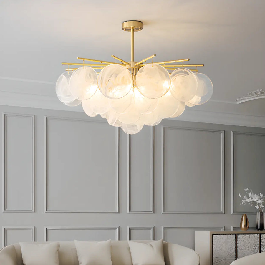 3 Tiers Round Clear Glass Shades Pendant Light