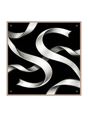 100% Mulberry Silk White Ribbon Square Scarf - Size 90x90cm