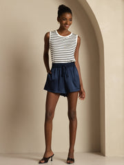 19Momme Silk Women’s High-Waist Elastic Drawstring Shorts With Pockets