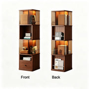 360° Rotating Narrow Bookcase with LED Lighting and Acrylic Panels