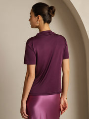 100% Mulberry Silk Short Sleeve Mock Women's T-Shirt