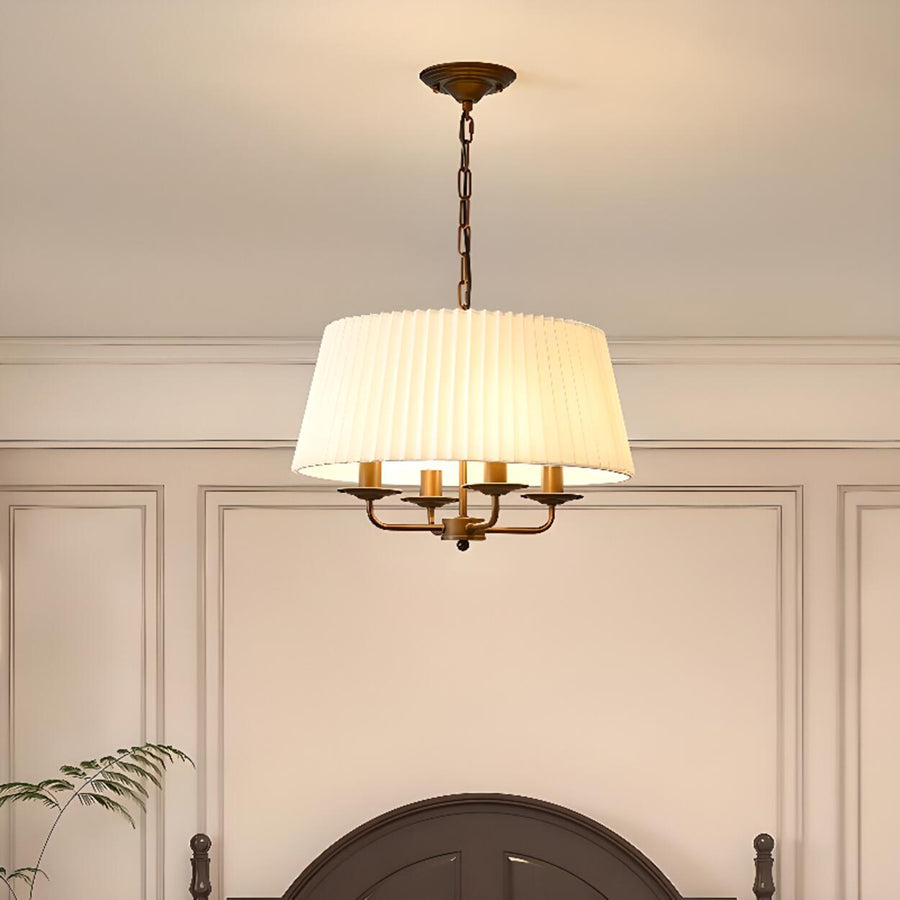 4 Lights Drum Adjustable Height Pendant Chandelier