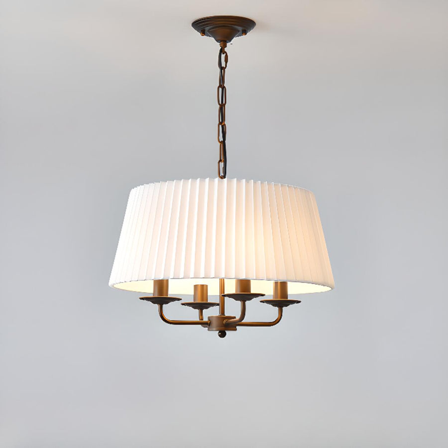 4 Lights Drum Adjustable Height Pendant Chandelier