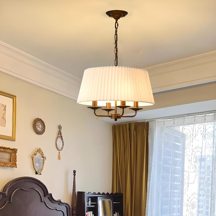 4 Lights Drum Adjustable Height Pendant Chandelier