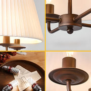 4 Lights Drum Adjustable Height Pendant Chandelier