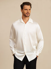 19Momme Silk Men's Long Sleeve Lapel Collar Classic Business Shirt